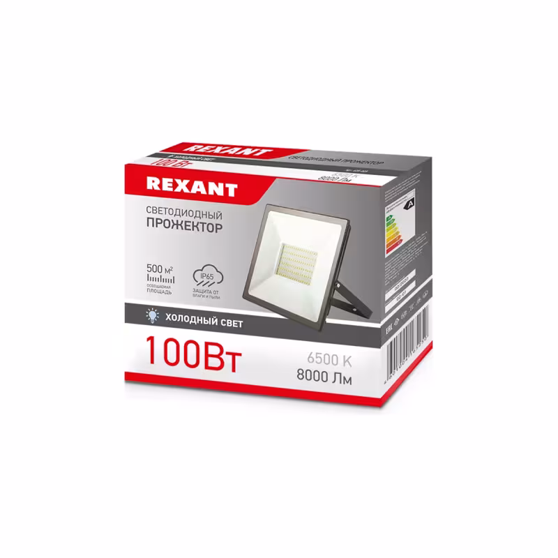 Прожектор светодиодный Rexant 100W, 6500К, 8000 Лм, черный