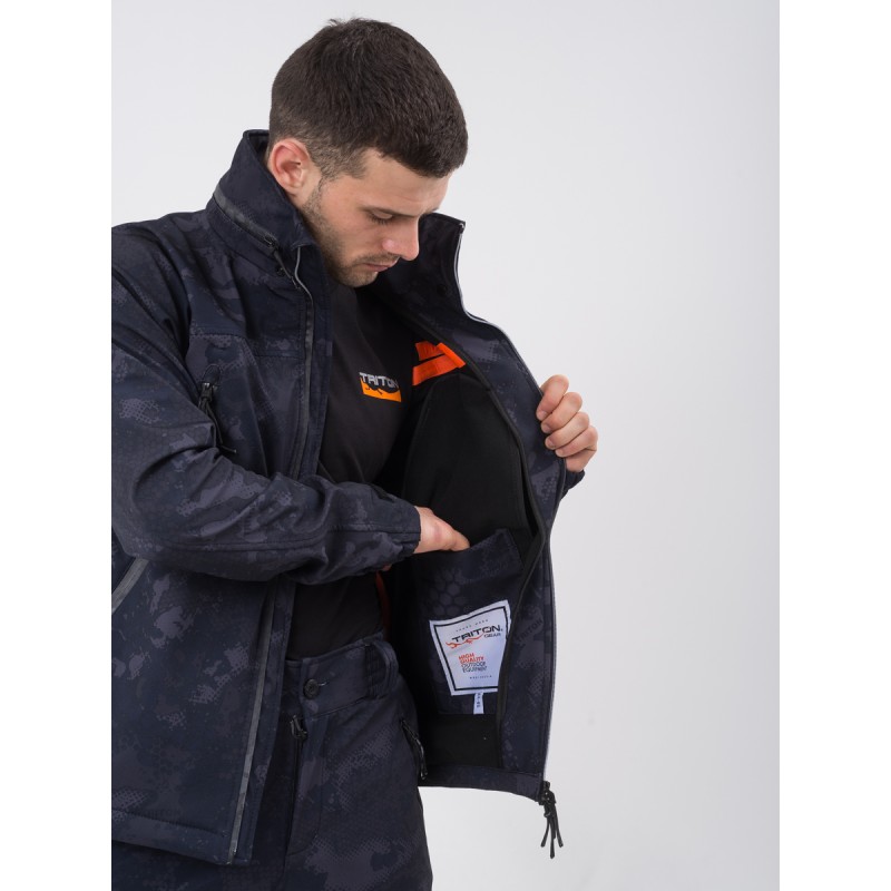 Куртка мужская Triton Gear Pro -5, ткань Softshell, Серый/черный камуфляж, размер 48-50, 182-188 см