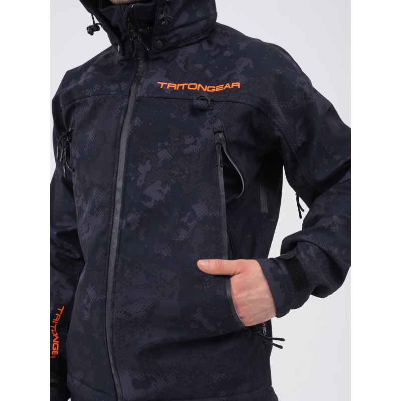 Куртка мужская Triton Gear Pro -5, ткань Softshell, Серый/черный камуфляж, размер 48-50, 182-188 см
