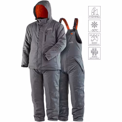Костюм мужской Norfin Fjord, мембрана Nortex Breathable, серый, размер 60-62 (XXL), 184-190 см