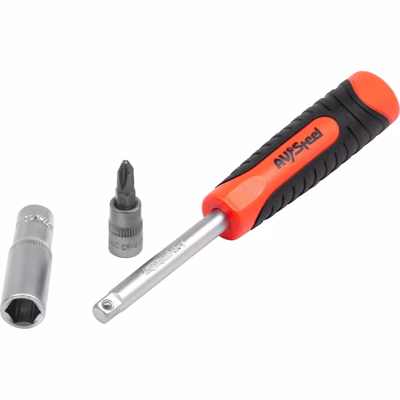 Вороток-отвертка AV Stee AV-509916, двухкомпонентная рукоятка, 1/4 