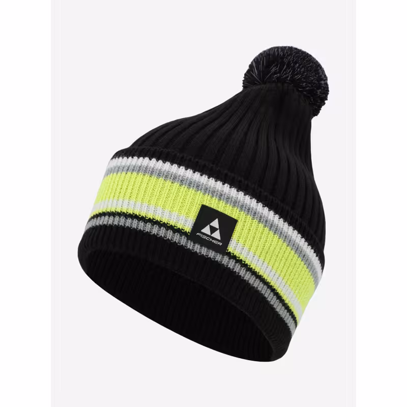 Шапка Fischer Reflect, акрил/шерсть, черный/желтый