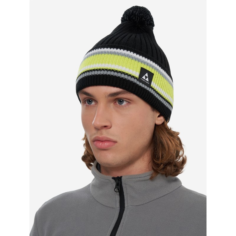 Шапка Fischer Reflect, акрил/шерсть, черный/желтый