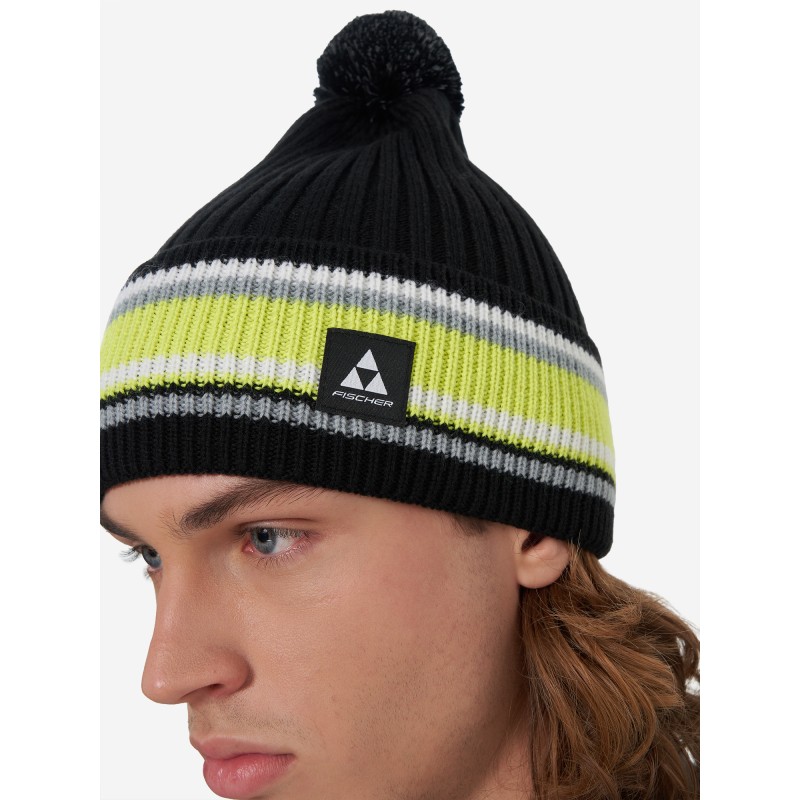 Шапка Fischer Reflect, акрил/шерсть, черный/желтый