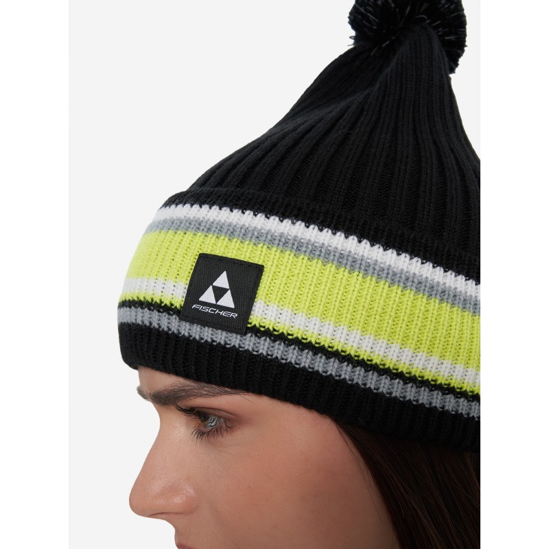 Шапка Fischer Reflect, акрил/шерсть, черный/желтый
