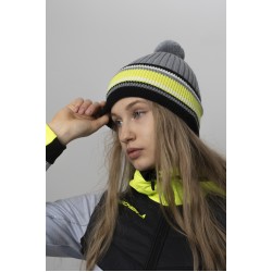 Шапка Fischer Reflect, акрил/шерсть, серый/желтый