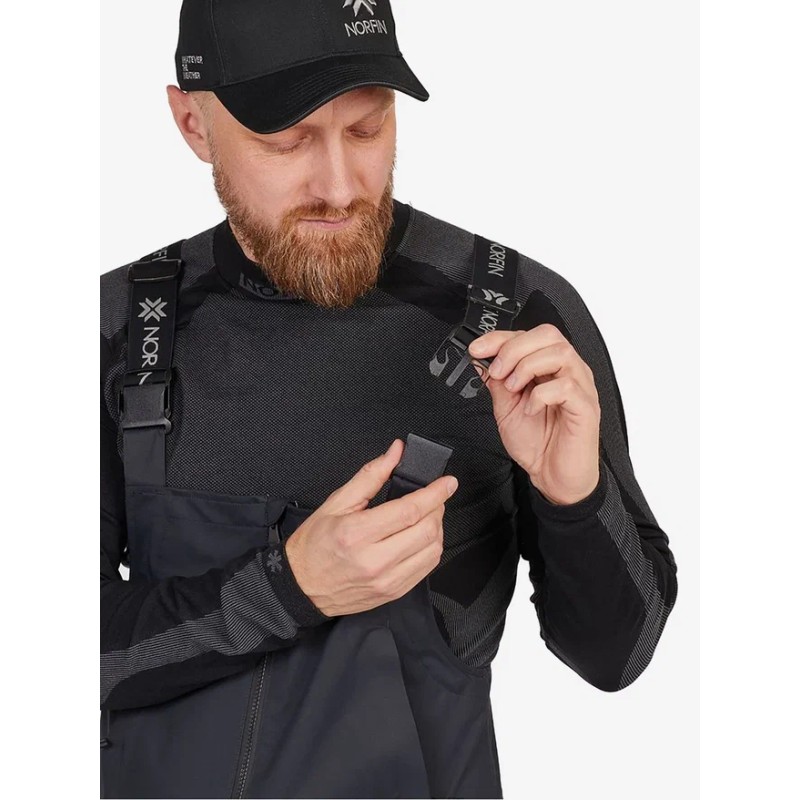 Полукомбинезон мужской Norfin Torren Pro, мембрана Toray Dermizax, черный, размер 44-46 (S), 168-174 см