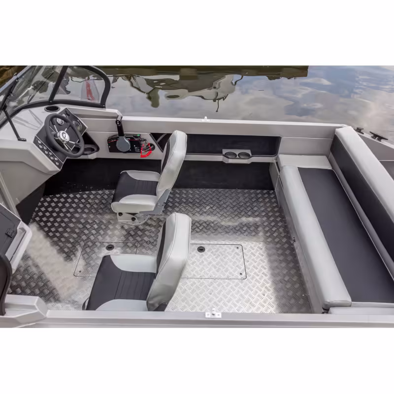 Лодка алюминиевая Vboats Yava L BowRider с мотором Yamer EF100