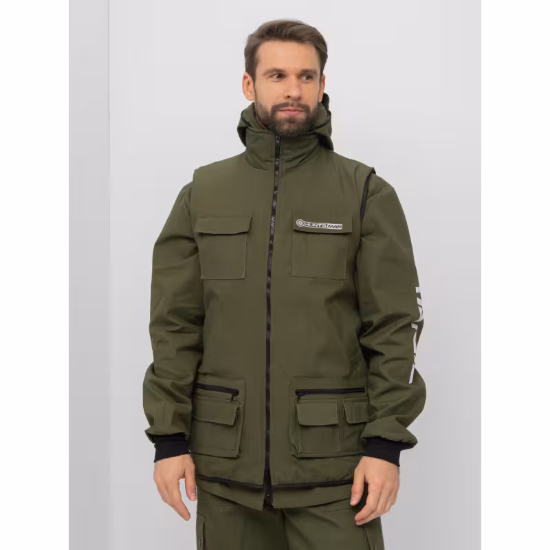 Костюм мужской Huntsman Тайга-3, ткань Палатка, хаки, размер 48-50, 182-188 см