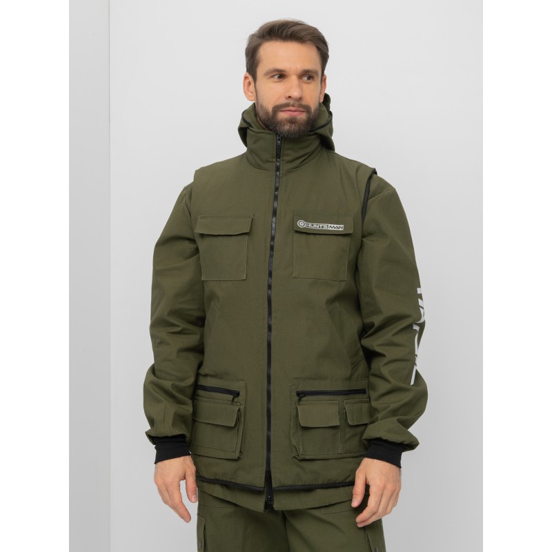Костюм мужской Huntsman Тайга-3, ткань Палатка, хаки, размер 48-50, 182-188 см