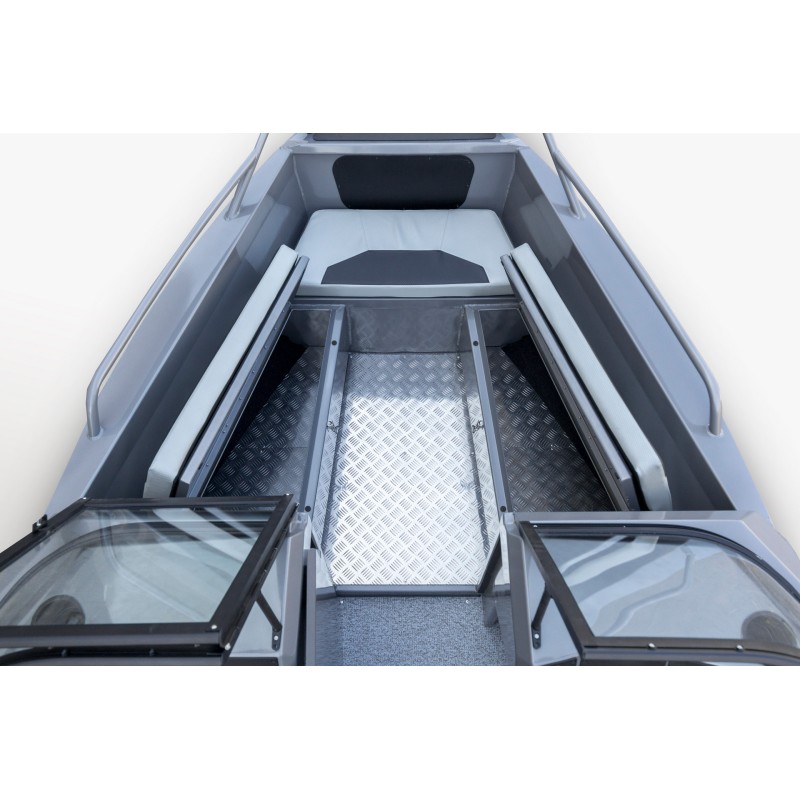 Лодка алюминиевая VBoats Yava XL Bowrider, серый