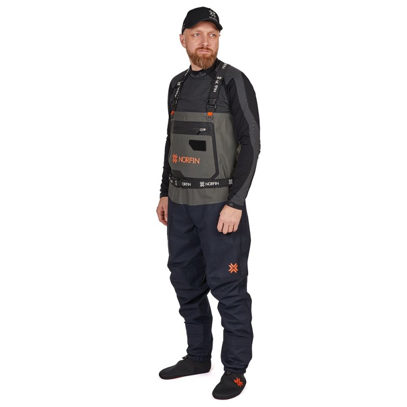 Полукомбинезон забродный Norfin Defender, мембрана, хаки/черный, размер MS