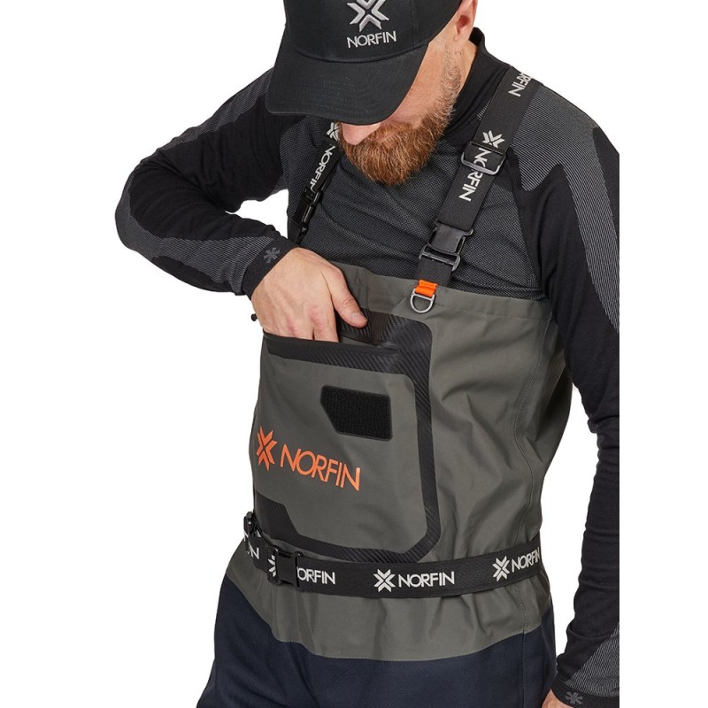 Полукомбинезон забродный Norfin Defender, мембрана, хаки/черный, размер MS
