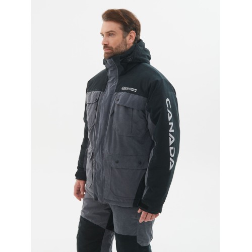 Куртка мужская Huntsmsn Канада, ткань Финляндия, серый/черный, размер 56-58, 170-176 см