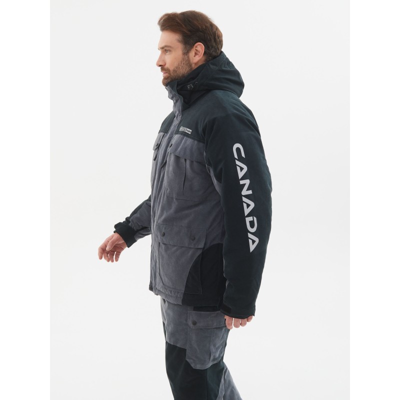 Куртка мужская Huntsmsn Канада, ткань Финляндия, серый/черный, размер 56-58, 170-176 см