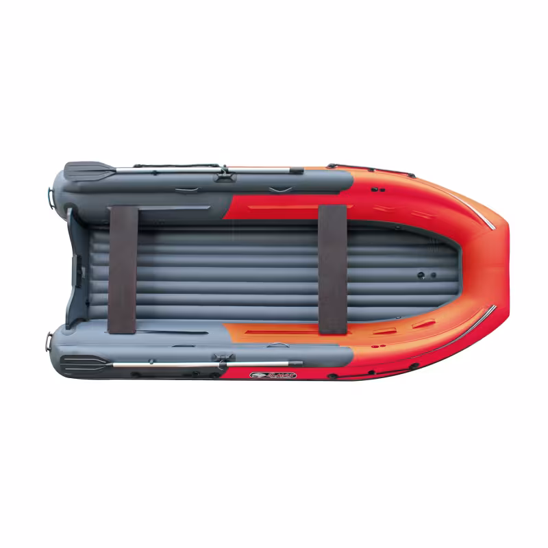 Лодка надувная ПВХ с фальшбортом Angler Reef Triton 425 S-Max, темно-серый/красный