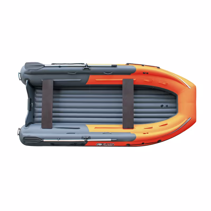 Лодка надувная ПВХ с фальшбортом Angler Reef Triton 425 S-Max, темно-серый/оранжевый