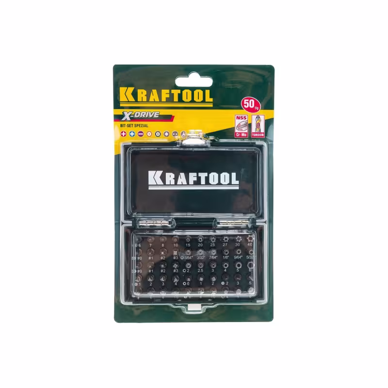 Набор кованых торсионных бит Kraftool X-Drive 26065-H50, 50 предметов