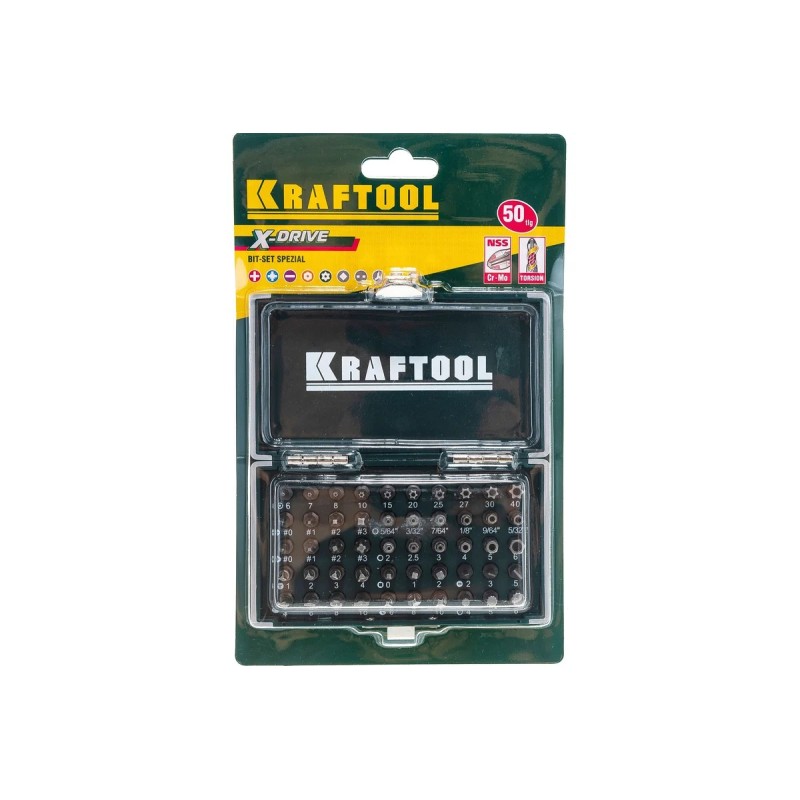 Набор кованых торсионных бит Kraftool X-Drive 26065-H50, 50 предметов