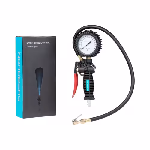 Пистолет подкачки шин с манометром Nordberg Ti61, 80 мм