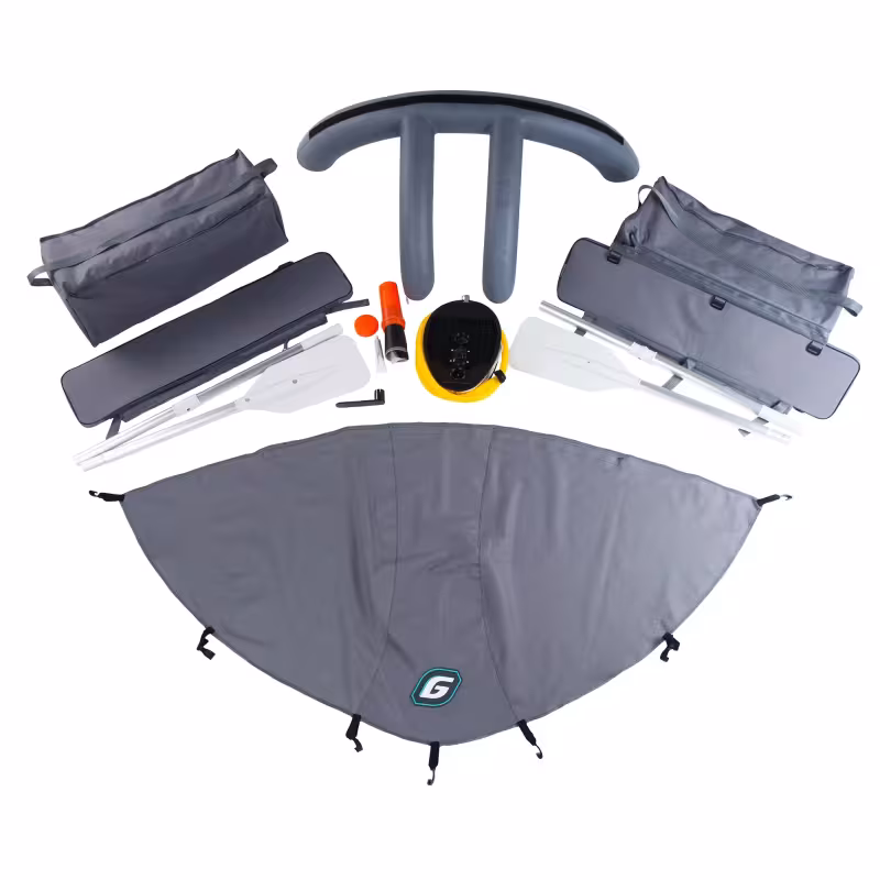 Лодка надувная ПВХ Gladiator D420AL, черный/бирюзовый